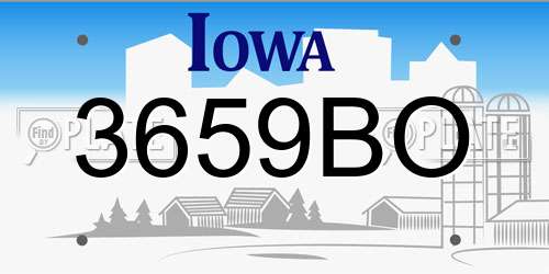 3659BO Iowa License Plate
