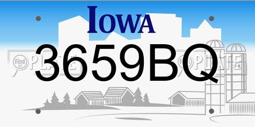3659BQ Iowa License Plate