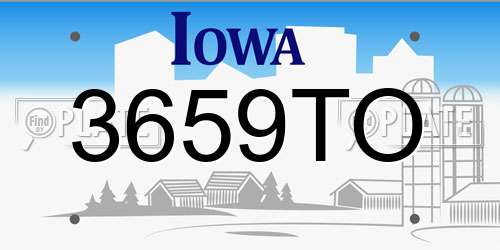 3659TO Iowa License Plate