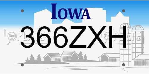 366ZXH Iowa License Plate