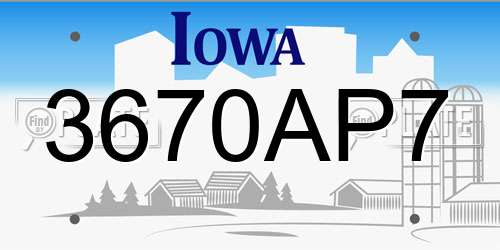 3670AP7 Iowa License Plate
