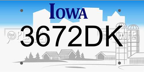 3672DK Iowa License Plate