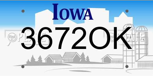 3672OK Iowa License Plate