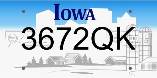 3672QK Iowa License Plate