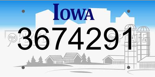 3674291 Iowa License Plate