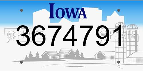 3674791 Iowa License Plate