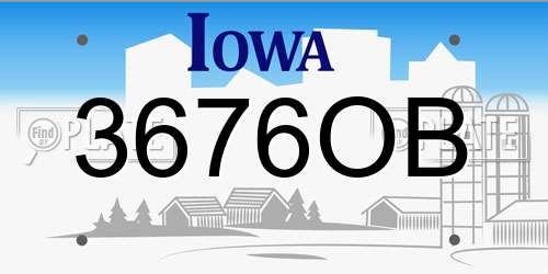 3676OB Iowa License Plate