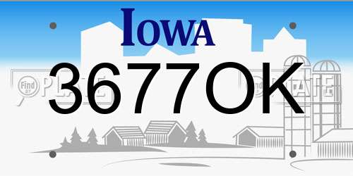 3677OK Iowa License Plate
