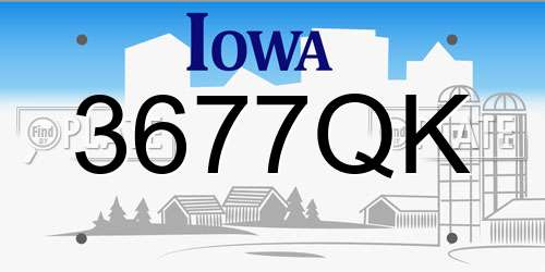 3677QK Iowa License Plate