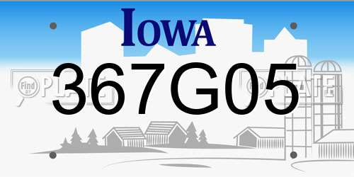 367G05 Iowa License Plate