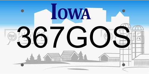 367GOS Iowa License Plate