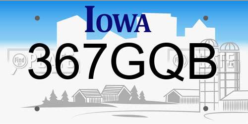 367GQB Iowa License Plate