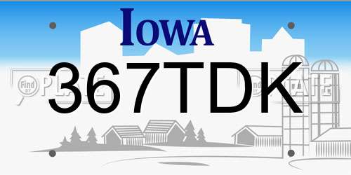 367TDK Iowa License Plate