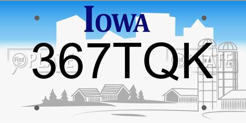 367TQK Iowa License Plate