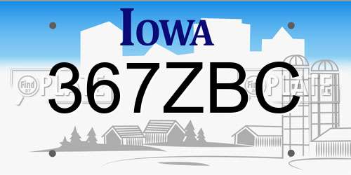 367ZBC Iowa License Plate