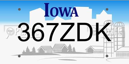 367ZDK Iowa License Plate