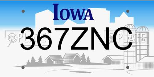 367ZNC Iowa License Plate