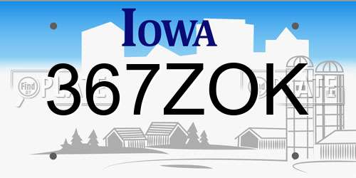 367ZOK Iowa License Plate
