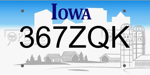 367ZQK Iowa License Plate