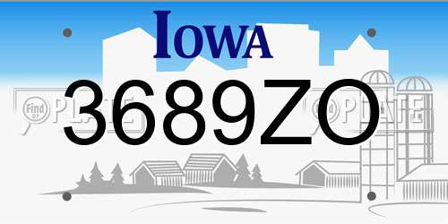 3689ZO Iowa License Plate