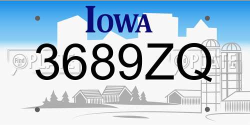 3689ZQ Iowa License Plate
