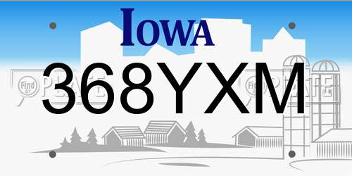 368YXM Iowa License Plate