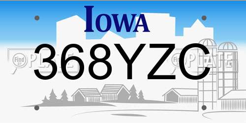 368YZC Iowa License Plate