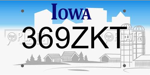 369ZKT Iowa License Plate
