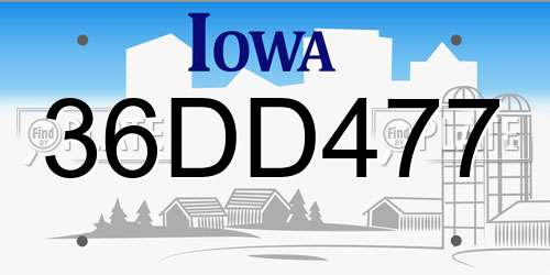 36DD477 Iowa License Plate