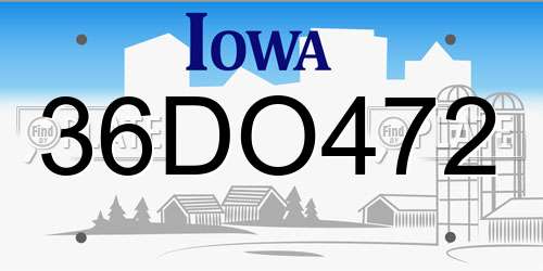 36DO472 Iowa License Plate