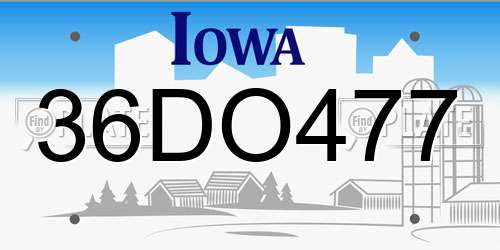 36DO477 Iowa License Plate