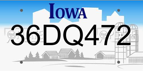 36DQ472 Iowa License Plate