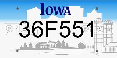 36F551 Iowa License Plate