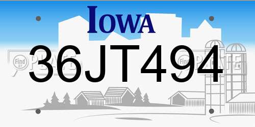 36JT494 Iowa License Plate
