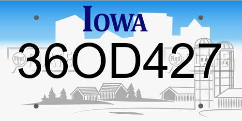 36OD427 Iowa License Plate