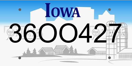 36OO427 Iowa License Plate