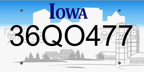 36QO477 Iowa License Plate