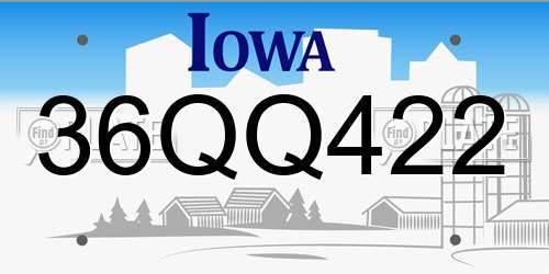 36QQ422 Iowa License Plate