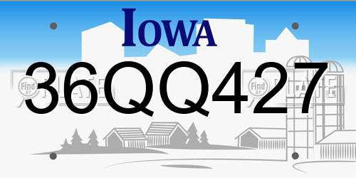 36QQ427 Iowa License Plate