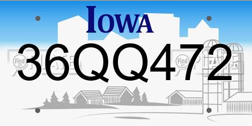 36QQ472 Iowa License Plate