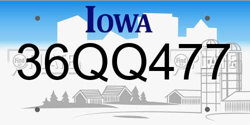 36QQ477 Iowa License Plate