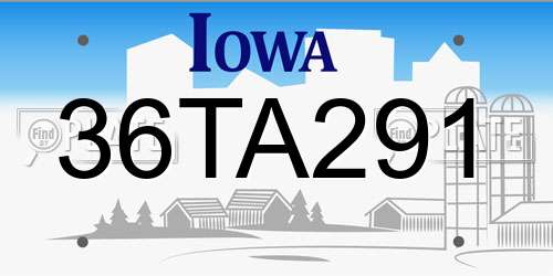 36TA291 Iowa License Plate