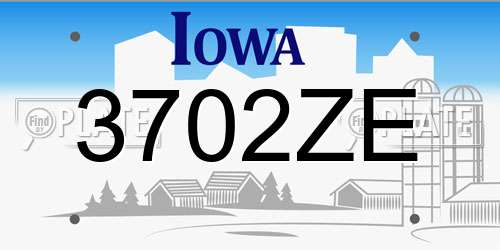3702ZE Iowa License Plate