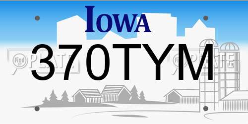 370TYM Iowa License Plate
