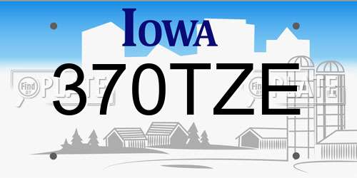 370TZE Iowa License Plate