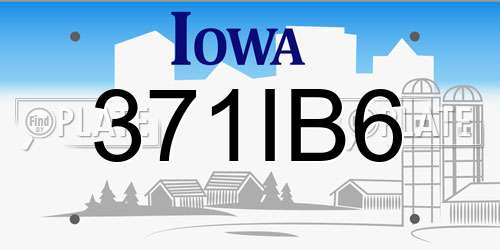 371IB6 Iowa License Plate