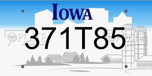 371T85 Iowa License Plate