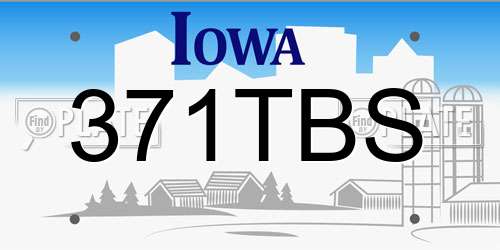 371TBS Iowa License Plate