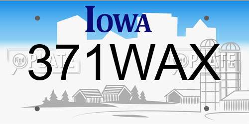 371WAX Iowa License Plate