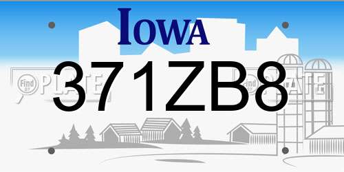 371ZB8 Iowa License Plate